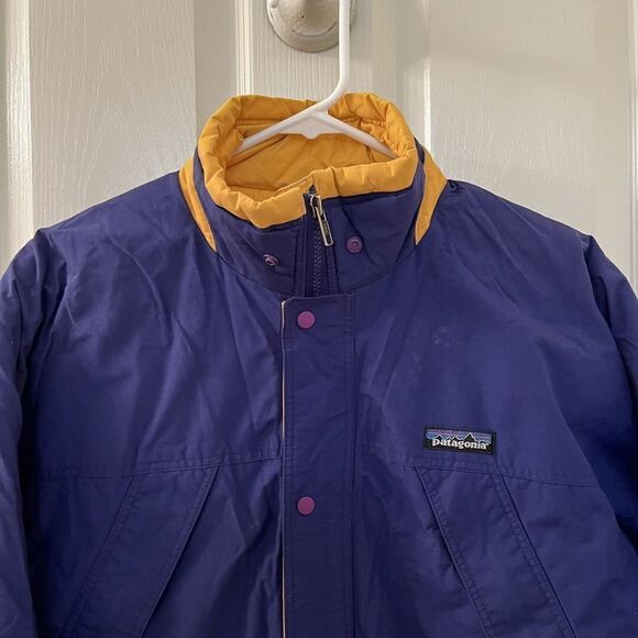 Patagonia Kids Guide Parka Insulated Jacket Blue Yellow Boys Size 10 - Picture 2 of 16